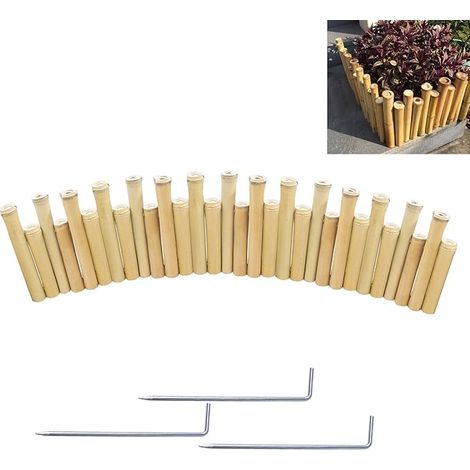Bordure de Jardin Bambou,Clôture de Jardin Flexible Bordure Pelouse Bordure Gazon Clôture Patio,Hauteur 15/20 cm Longueur 100 cm (1/5)