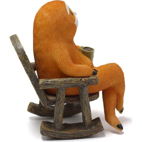 Figura de resina de un perezoso en una mecedora, escultura decorativa para maceta, oficina, jardín, hogar, patio, 13 cm, miniatura colorida, única (1/5)