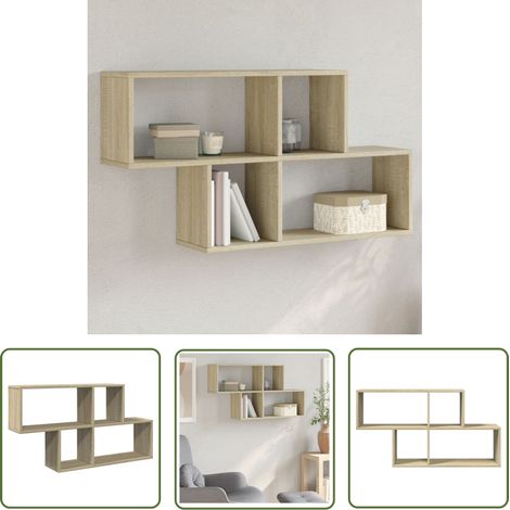 The Living Store Étagère murale chêne sonoma 100x20x53 cm bois d'ingénierie - Étagère Murale - Étagère Flottante - Rangement Mural - Meuble De Salle À Manger - Décoration Murale (1/5)