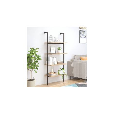 Étagère inclinée à 4 niveaux Marron clair et noir 64x35x152,5 (1/5)