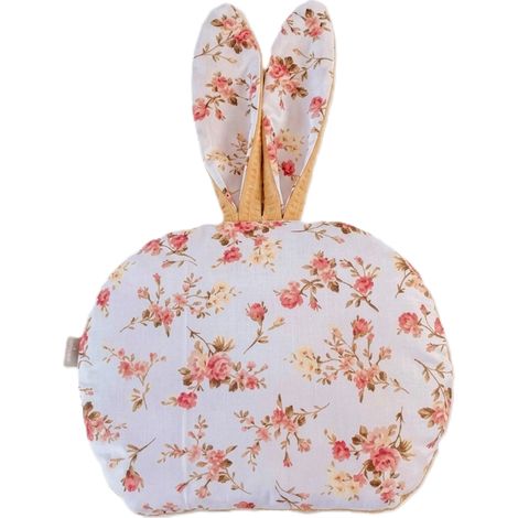 Almohada de oblea con forma de conejito de doble cara (mostaza + rosa silvestre) (1/4)