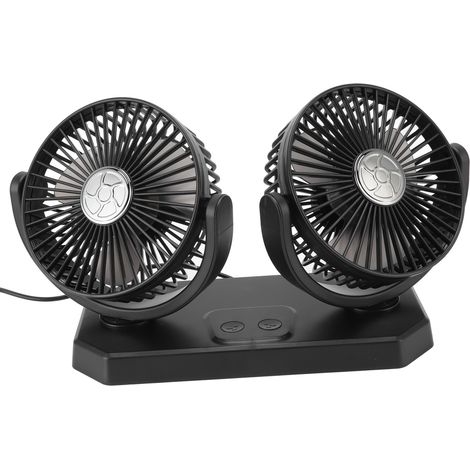 Ventilateur de voiture 12V double tête, 3 vitesses, vent puissant, double contrôle et charge USB pour camionnettes et camions