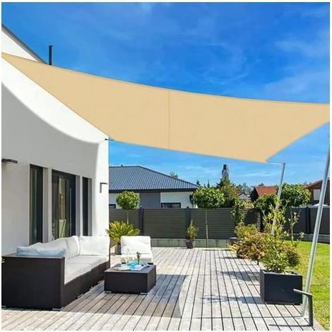 Voile d'ombrage 4x5m Rectangulaire Imperméable à l'eau PES Toile d'ombrage Sable avec 95% de Protection UV pour Patio Extérieur Jardin (1/5)