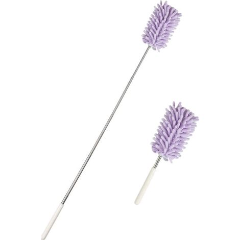aspirateurs en microfibre violette, lavables, manche télescopique rétractable, tête flexible, pour voitures, fenêtres et meubles. (1/5)