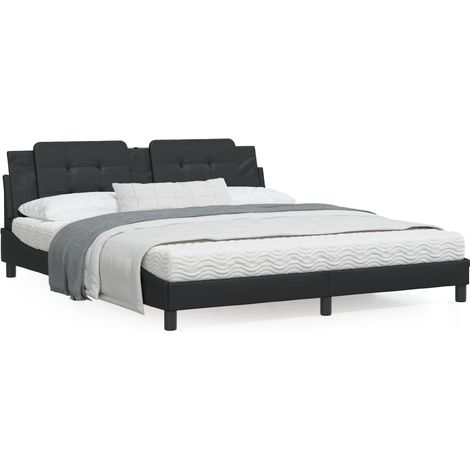 Lit avec matelas noir 180x200 similicuir (1/5)