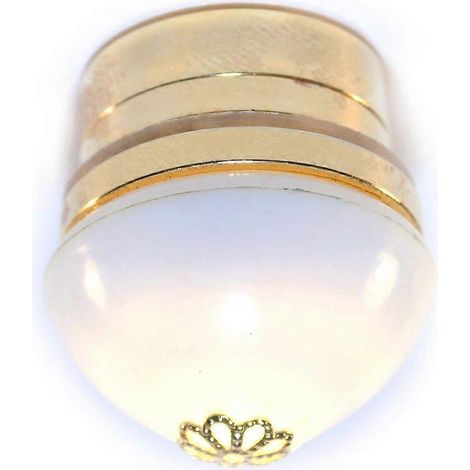 Plafonnier rond encastré pour maison de poupée, abat-jour blanc, éclairage LED à piles en laiton ( )
