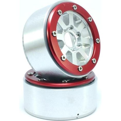 Beadlock Wheels PT-Hammer Silver/Red 1.9