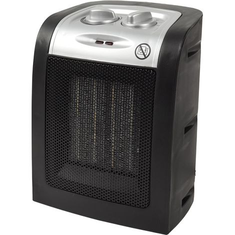 Termoventilatore ceramico portatile mis. 12x17x24 cm con 2 livelli di potenza (750W-1500W) e funzione caldo e freddo - Nero (1/5)