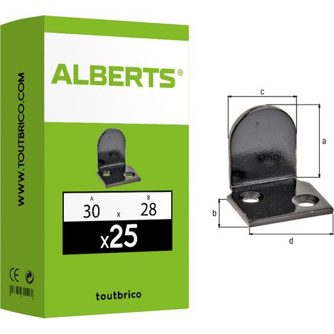 25 butées de volet coudée Ø5,5mm 30 x 28mm noir - Alberts