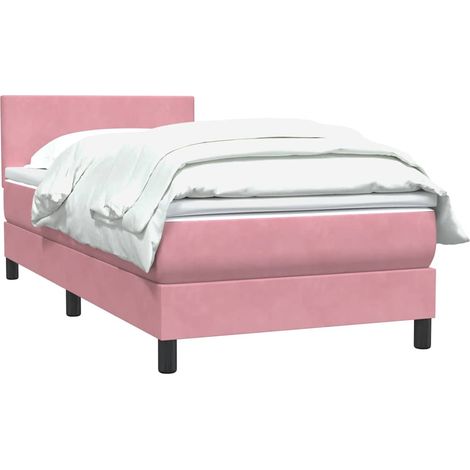vidaXL Sommier à lattes de lit avec matelas rose 80x220 cm velours