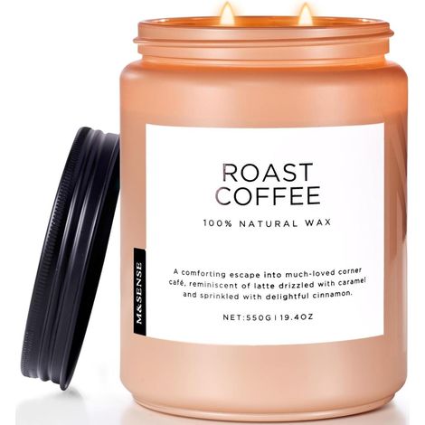 Duftkerzen Kaffee 2 Docht Jar Kerze 550g 110h Brenndauer Soja-Wachs-Kerze (1/5)