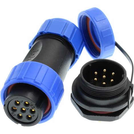 SP21 Heavy 7 Pin Waterproof Connector for Outdoor Power Cable 15A 500V Panel Mount with Cap for AC DC LED Signal (1/5)