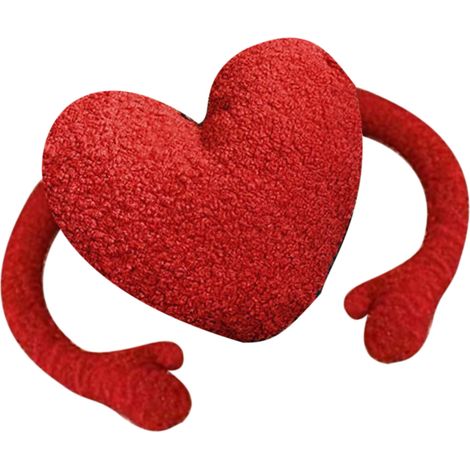 Rotes, herzförmiges Kissen aus weichem und bequemem Plüsch, ideal für Wohnzimmer, Schlafzimmer oder Büro. Beidseitig symmetrisch. (1/5)