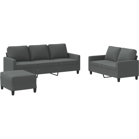 Maison Exclusive - Set di Divani 3 pz con Cuscini Grigio Scuro in Tessuto (1/5)
