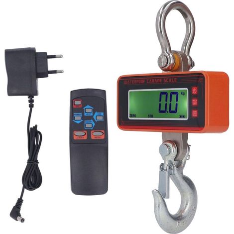 Balance de grue électronique industrielle 1500KG 3000LB,balance suspendue sans fil étanche à écran LCD,prise UE 100-240V,orange (1/5)