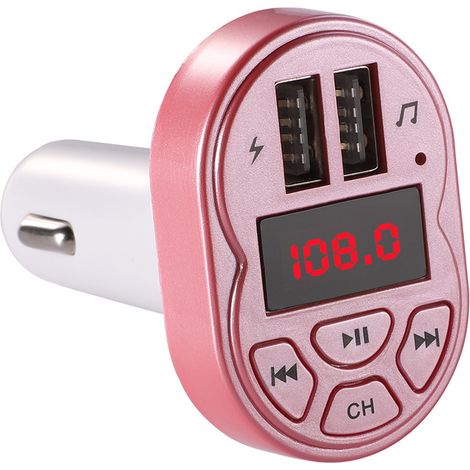 Car Bluetooth MP3 Player, Car MP3 Player with Card Insertion, A2 Car MP3 Bluetooth Receiver -- Pink (1/3)