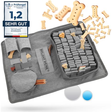 Tapis à renifler pour chien - Matériau extrêmement résistant - 5 éléments d'entraînement et 3 niveaux de difficulté - Jouet intelligent pour chiens de toutes tailles (gris) (1/5)
