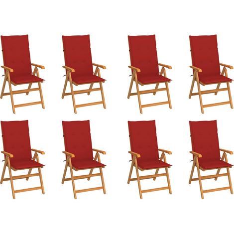 Verstellbare Gartenstühle mit Auflagen 8 Stk. Massivholz Teak (1/5)