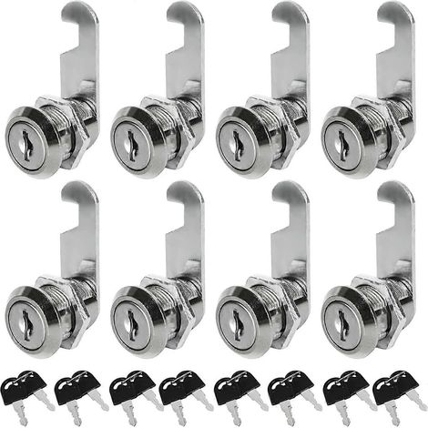 Lot de 8 serrures universelles pour boîte aux lettres, cylindre métallique de 30 mm en alliage de zinc avec clés pour tiroir, armoire, placard, boîte aux lettres (1/5)