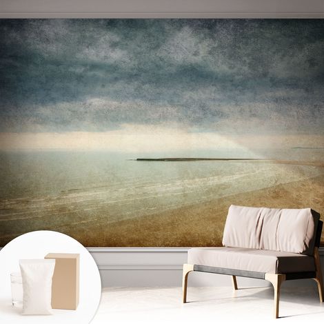 Papier peint intissé mural avec colle pour salon et chambre Décoration murale rapide - Colle incluse gratuite Paysage nostalgique 312x219 cm (1/5)