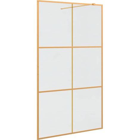 Mur de Douche à L'Italienne Doré 115 x 195 cm verre trempé vidaXL (1/5)