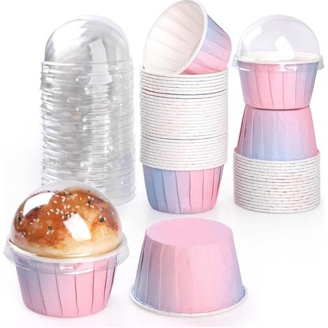 50 Pieces Cupcake Liners, Thicken Baking Paper Non-Stick Baking Cups, Rainbow Muffin Liners Cupcakes Baking Cups for Wedding, Dessert, Birthday (1/5)