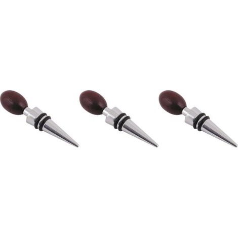 Bouchon à vin 10cm en acier et bois (Lot de 3) (1/2)