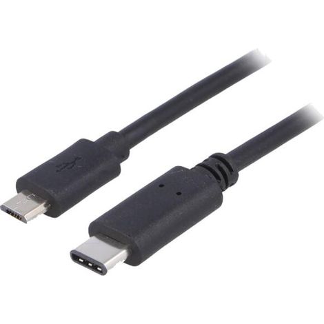 Cable- USB 2.0- USB B micro prise.USB C prise- nickele- 1m- noir