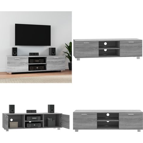 vidaXL Meuble TV Sonoma gris 140x40,5x35 cm Bois d'ingénierie (1/5)