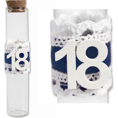 Trade Shop - 12 Konfettihalter aus Glas, Partygeschenke für 18-jährige und 18-jährige Geburtstagskinder, Blau -