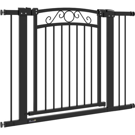 Porte pour chien ajustable 76-104 cm avec 2 extensions et double verrouillage noir