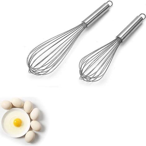 Set aus 2 professionellen Küchenquirlen aus Edelstahl, 25/30 cm (10/12 Zoll), mit manueller Funktion. (1/5)