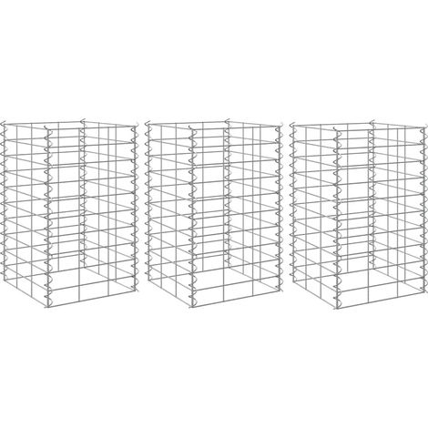 vidaXL Fioriere Rialzate a Gabbione 3 pz 30x30x50 cm in Ferro
