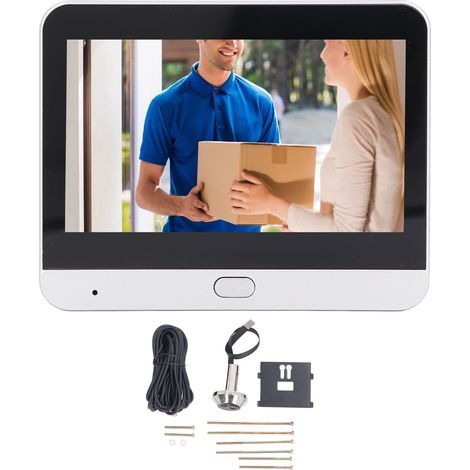 Sonnette vidéo intelligente 4,3 pouces 1080P, interphone sans fil à 2 voies, détection de mouvement PIR, caméra WiFi Rechargeable (1/5)