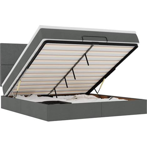 Maison Exclusive - Estructura cama otomana colchón tela gris oscu