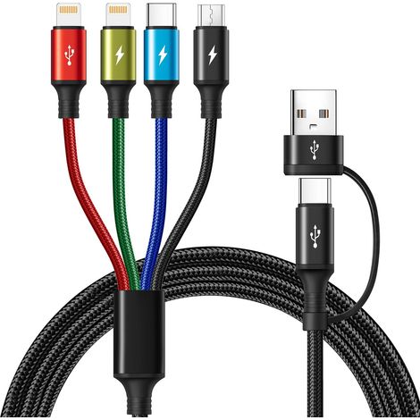 Câble de Charge 4 en 2, Cable Multi avec Transfert de Données [1,8M] (1/5)