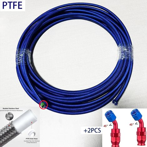 Adaptateur de rotation (45 Bleu, AN6), tuyau de refroidissement de carburant en PTFE