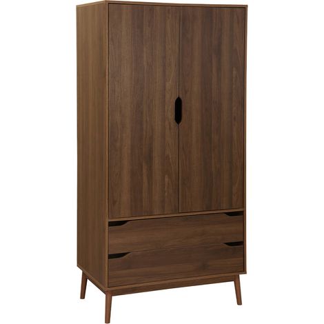 sweeek - Kleiderschrank im Vintage-Stil mit Holzdekor, 2 Türen