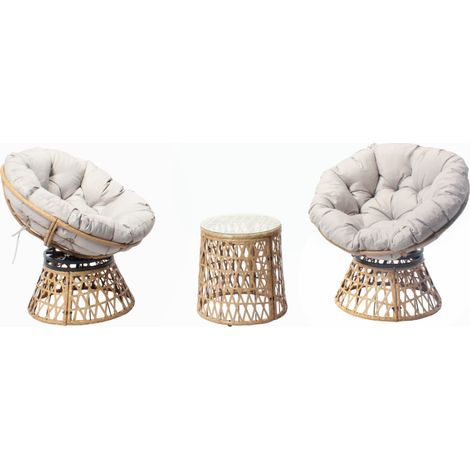Set di mobili da giardino 2 poltrone e 1 tavolo PAPASAN