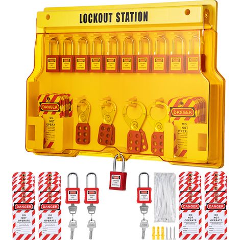 Mophorn 58-teiliges Lockout-Tagout-Kit, LOTO-Werkzeuge für elektrische Sicherheit, Vorhängeschlösser, Haspen, Anhänger, Kabelbinder, Sicherheit für Industrie und Maschinen