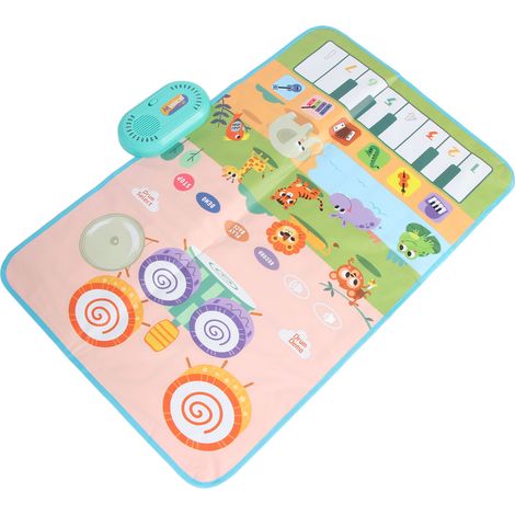 Tapis musical pour tout-petits, piano de sol, clavier, tambour, tapis imperméable, couverture éducative précoce avec animaux, tapis de jeu tactile avec 2 baguettes (1/5)
