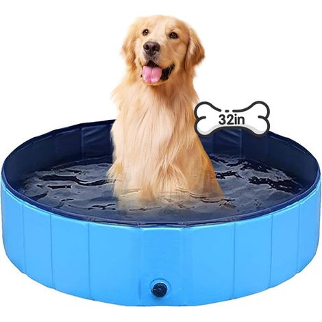 Baignoire pliable pour chien - Piscine pour animaux - Matériau PVC - Antidérapante - Convient à tous les animaux - 81 x 20 cm (1/5)