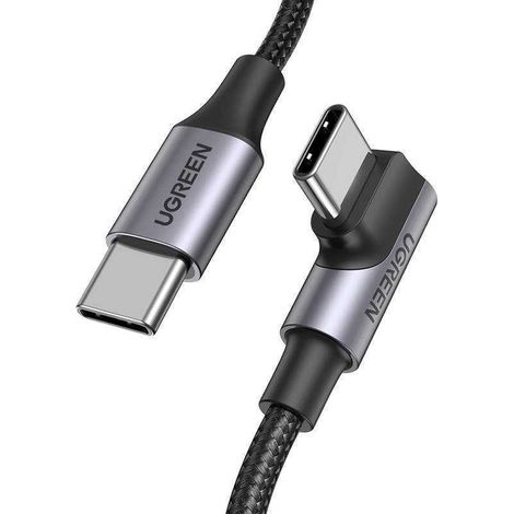 Cable usb c pd qc de 100 w y 5 a 1 m color negro con conector en angulo