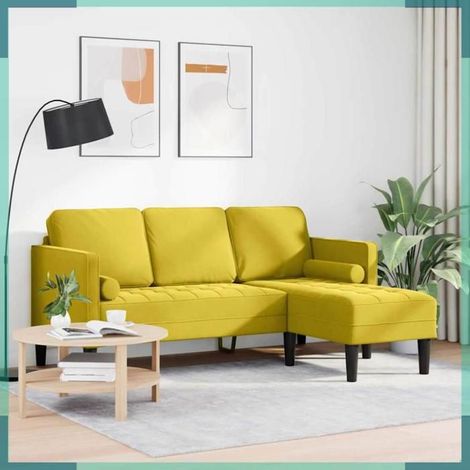 42001932 Ensemble de Canapés avec coussin Jaune Polyester (1/5)