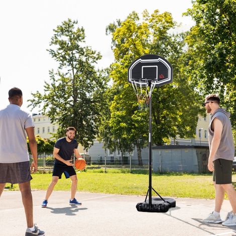 Panier de basket extérieur pour adolescents, support ajustable 160–210 cm avec roulettes (1/4)
