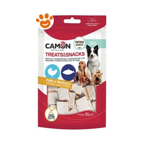 Camon Dog Treats&Snack Sandwich di Pollo e Merluzzo - Confezione 80 Gr - Snack