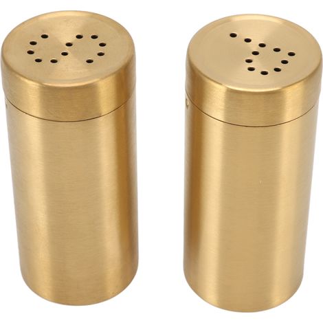 2-teiliges Gewürzglas aus goldfarbenem Edelstahl mit Schraubverschluss und Klappdeckel für Salz, Zucker, Pfeffer und Paprika (1/5)