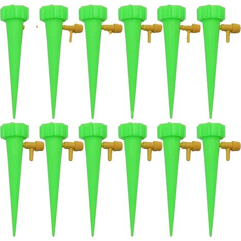 Sistema de riego por goteo, riego automático, control de caudal ajustable, 12 piezas - Verde (1/2)