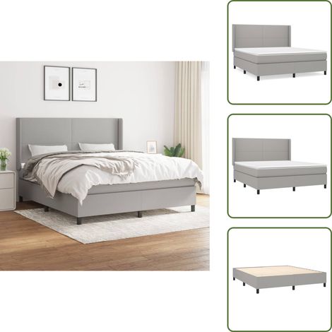 Boxspringbett mit Matratze Hellgrau 160x200 cm Stoff - Boxspringbett - Doppelbett - Bettenrahmen - Lattenrost - Matratze