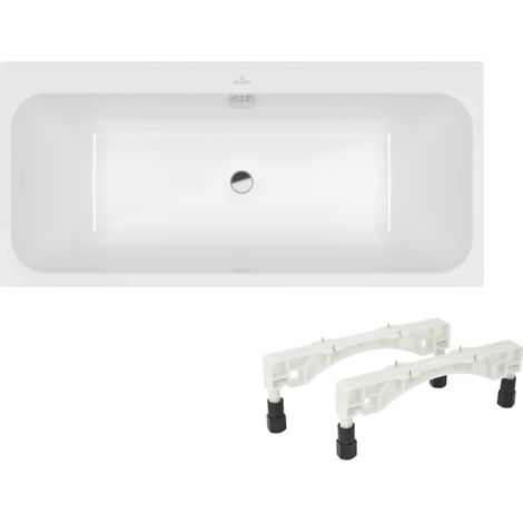 Baignoire droite 150 x 70 VILLEROY & BOCH Architectura + Pieds + Vidage de baignoire WIRQUIN chromé